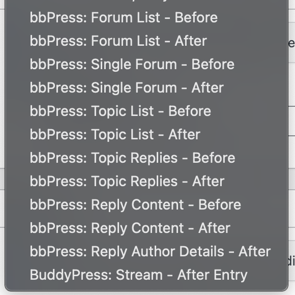 bbPress and BuddyPress placement positions